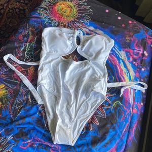 Medium white swimsuit strapless Cute!!